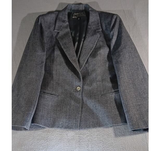 Vintage Breckenridge Pure Virgin Wool Blazer Jacket Gray Blue Size 12 Uruguay - Picture 1 of 6